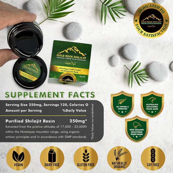 Shilajit Pure Himalayan Gold Graded, Authentic Sundried Shilajit Resin - 30g JAR Carousel 11