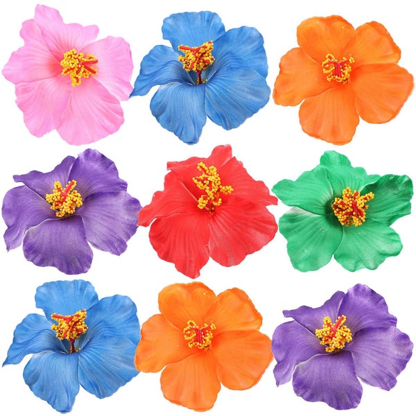 9 Pcs Hair Decorations Hawaiian Flowers Hair Beach Wedding Hair Clip Hawaiian A Carousel 2