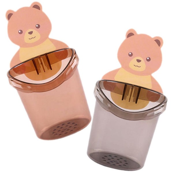 2pcs Bathroom Toothbrush Toothpaste Holder Toiletry Cup Cartoon Toothbrush Hold Carousel 2