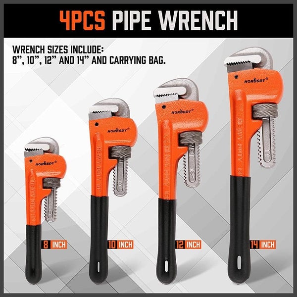Heavy Duty Pipe Wrench 4pc Set Carousel 1