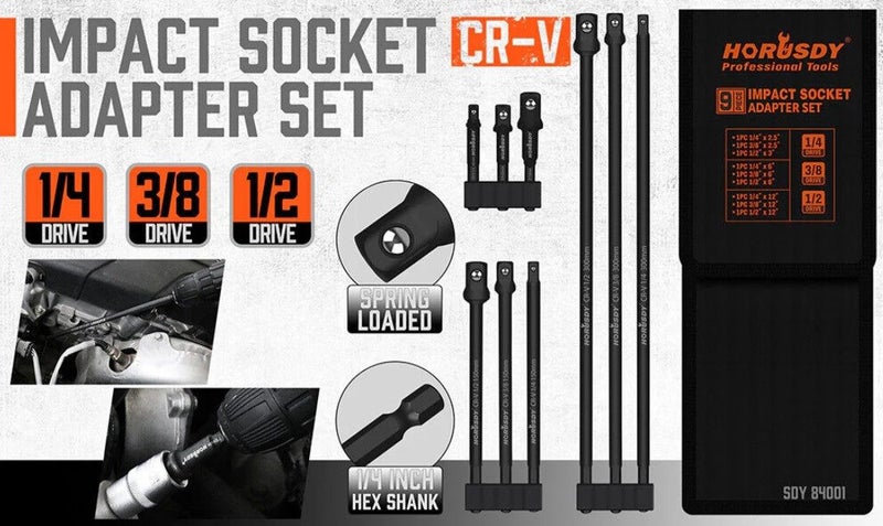 EXTENSION BAR IMPACT SOCKET ADAPTER 9PC SET Carousel 1