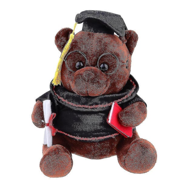 23cm Dark Brown Stuffed Bear Plush Toy Bear With Graduation Hat Shape Doll Grad Carousel 1