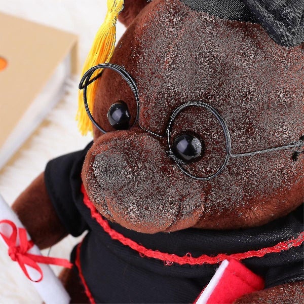 23cm Dark Brown Stuffed Bear Plush Toy Bear With Graduation Hat Shape Doll Grad Carousel 4