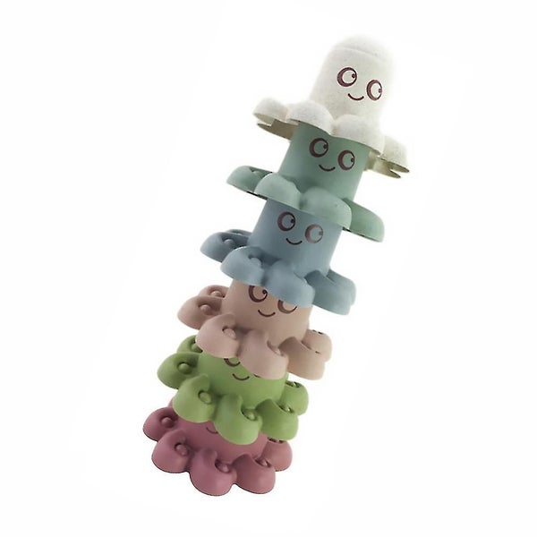 6pcs Children Bath Toys Cartoon Octopus Shape Shower Toy Stacking Cup Plaything Carousel 4