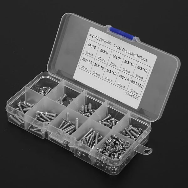 340pcs M3 Stainless Steel Cross Flat Head Screw Carousel 3