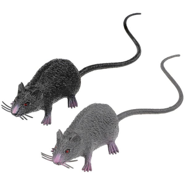 2 Pcs Halloween Decor Rubber Rats Small Halloween Toys Realistic Rat Realistic Carousel 1