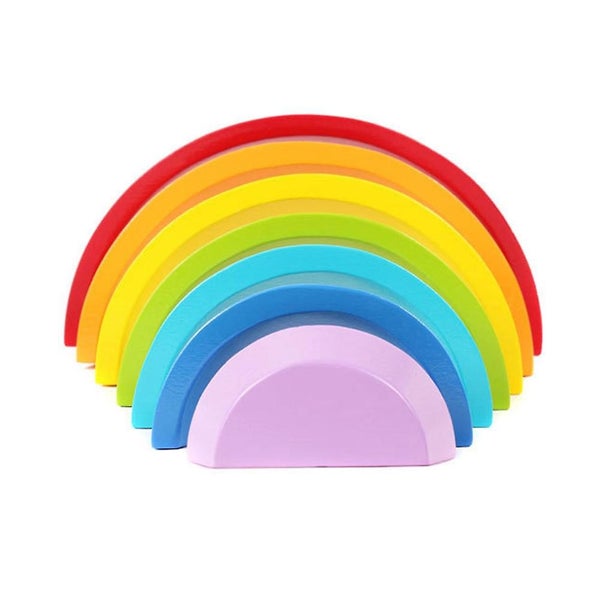 7pcs Building Blocks Rainbow Educational Arch Bridge Wooden Tunnel Building Blo Carousel 3