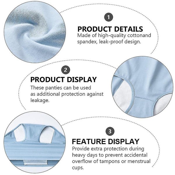 3pcs Women Cotton Menstruation Underpants Breathable Menstruation Briefs Carousel 2