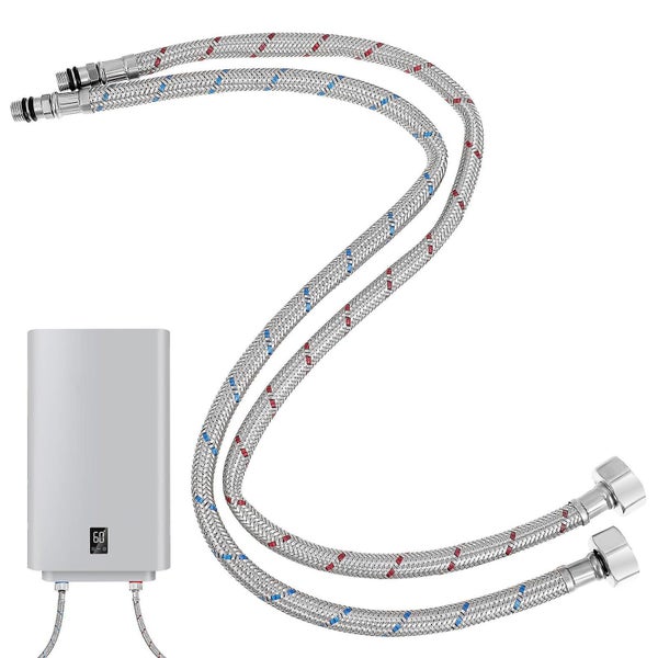 2pcs Kitchen Basin Faucet Hose Stainless Steel Faucet Hose Flexible Connector Carousel 1