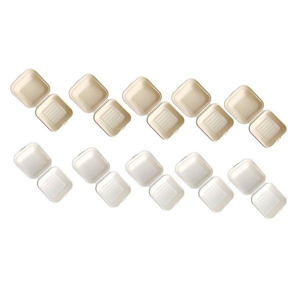 20 Pcs Cake Container Fruit Box Salad Box Clamshell Takeout Containers Biodegra Carousel 1