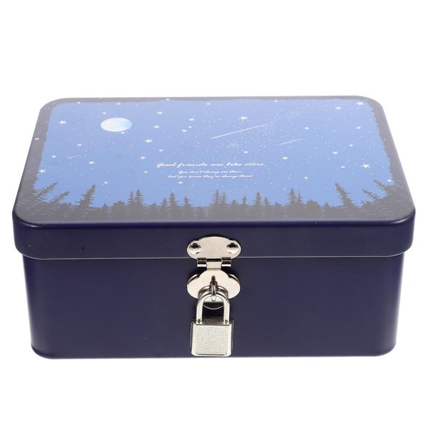 Vintage Tinplate Box With Lock Storage Box Piggy Bank Jewelry Box Souvenir Stor Carousel 1