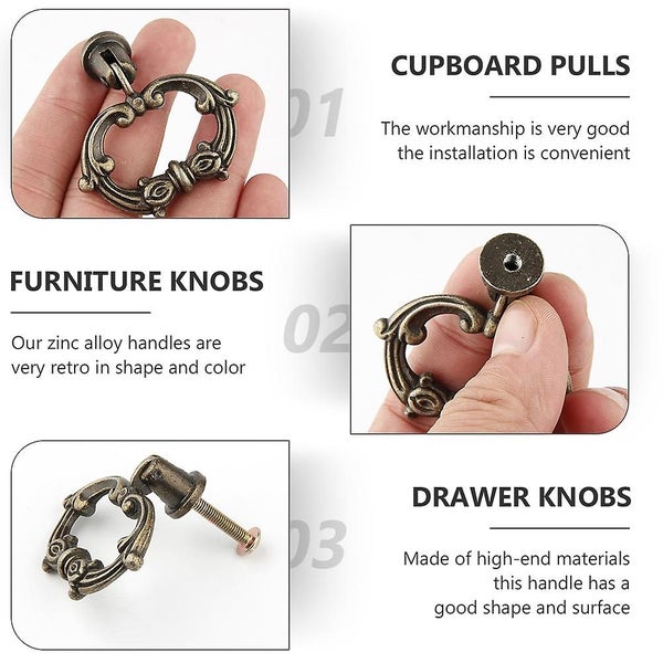 5 Sets Drawer Knobs Cupboard Pulls Retro Cabinet Handle Vintage Furniture Pulls Carousel 3