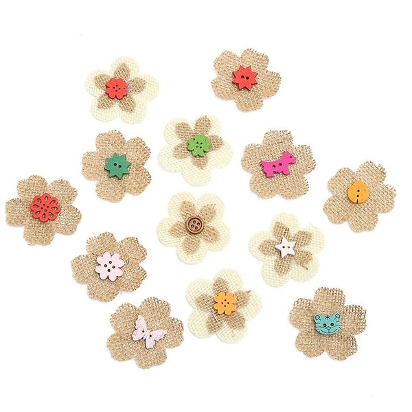10pcs Linen Flower Buttons Flower Buckles Sewing Accessories Clothes Button For Carousel 1