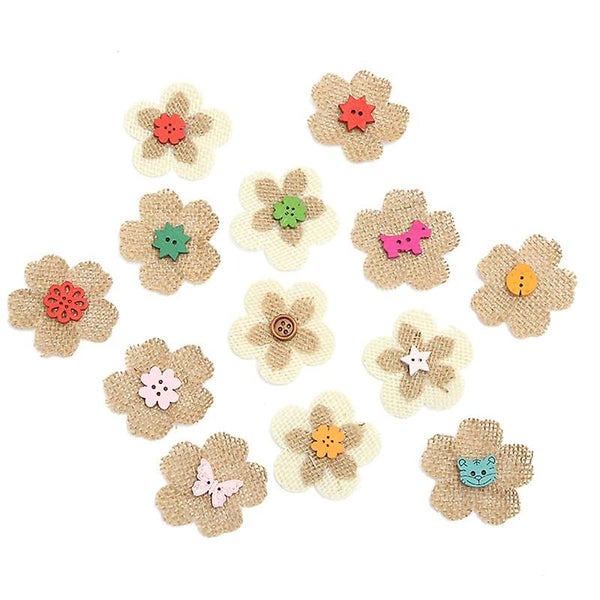 10pcs Linen Flower Buttons Flower Buckles Sewing Accessories Clothes Button For Carousel 2
