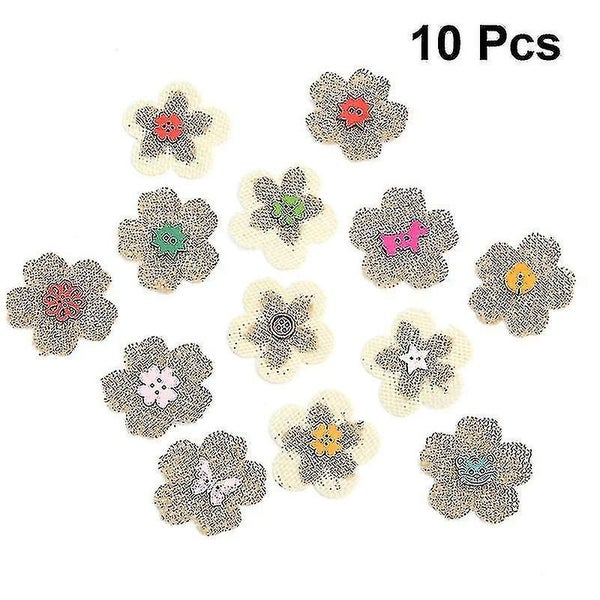 10pcs Linen Flower Buttons Flower Buckles Sewing Accessories Clothes Button For Carousel 4