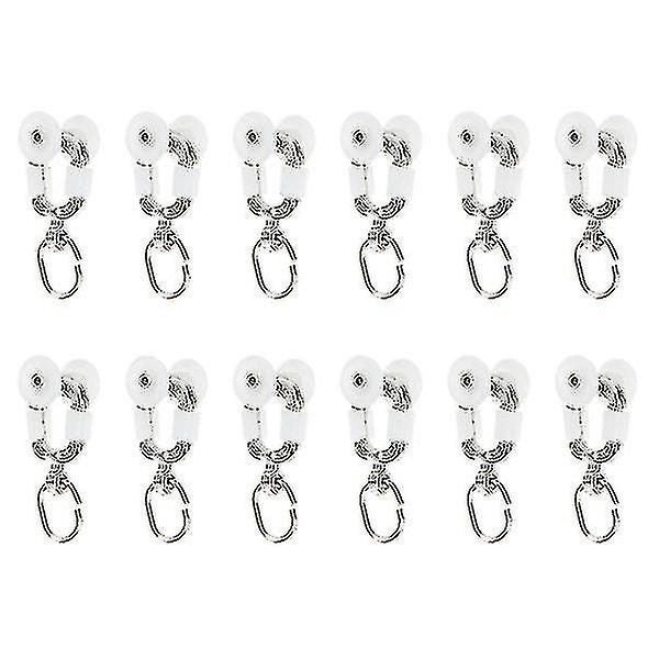 12pcs Curtain Track Pulley Curtain Rail Roller Curtain Track Wheels With Hook Carousel 1