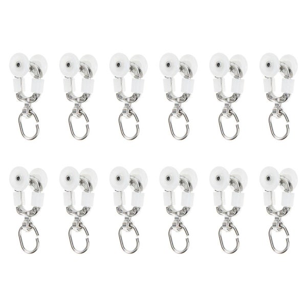 12pcs Curtain Track Pulley Curtain Rail Roller Curtain Track Wheels With Hook Carousel 2