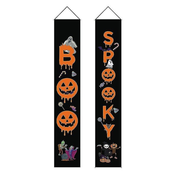 1 Pair Halloween Decorative Door Curtain Party Supplies Hanging Sign Banner Fla Carousel 1