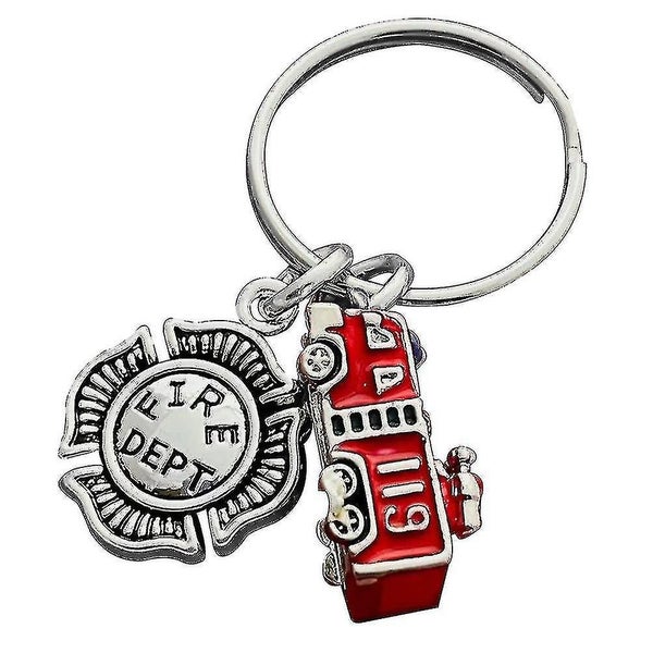 Car Parts Keychain Bag Hanging Charm Fire Truck Key Ring Firefighter Keychain Carousel 1