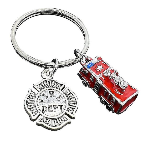 Car Parts Keychain Bag Hanging Charm Fire Truck Key Ring Firefighter Keychain Carousel 3