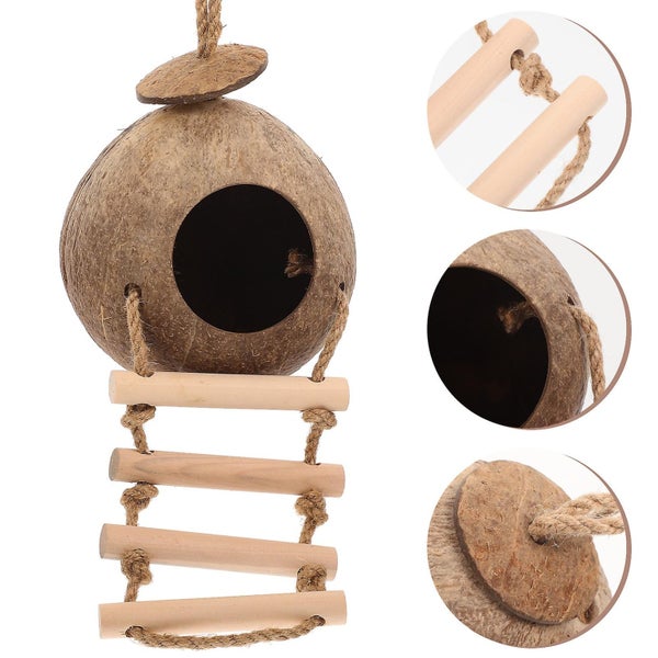 Hamster Hideout House Toy Wooden Ladder Design Hiding Place Toy Hanging Pet Hid Carousel 2