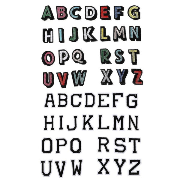 2 Sets Of Alphabet Patches Iron On Applique Sew On Clothing Bag Patches Decor Carousel 2