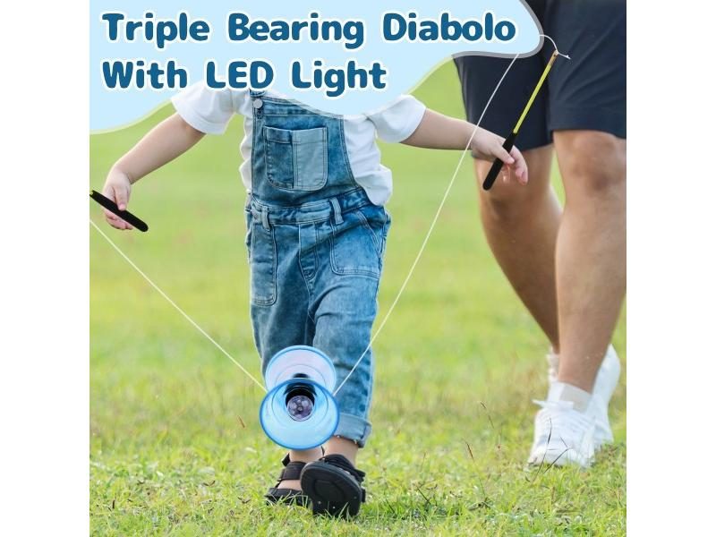 5 Color Triple Bearing Diabolo With LED Light Up Chinese Yoyo Toy Juggling Carousel 2