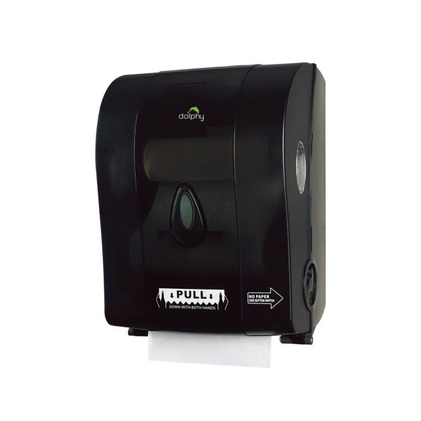 Dolphy Auto-Cut Lockable ABS Paper Towel Dispenser - Black Carousel 1
