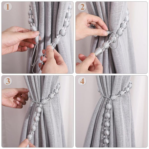 Vorcool 2pcs Acrylic Bead Drape Curtain Clip Stylish Curtain Tiebacks Holdbacks Carousel 4