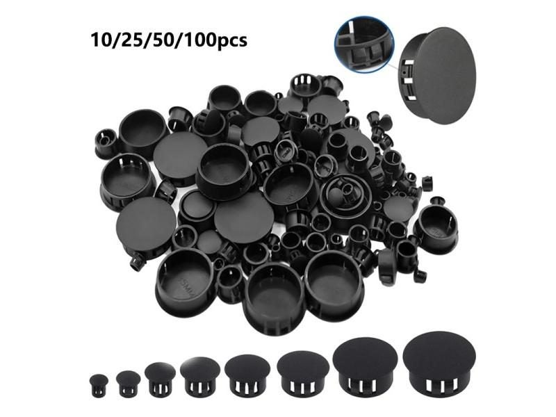 10-100p Plastic Hole Plug Snap-on Cover Hole Nylon Plugs Dust Caps Flat Head Carousel 1