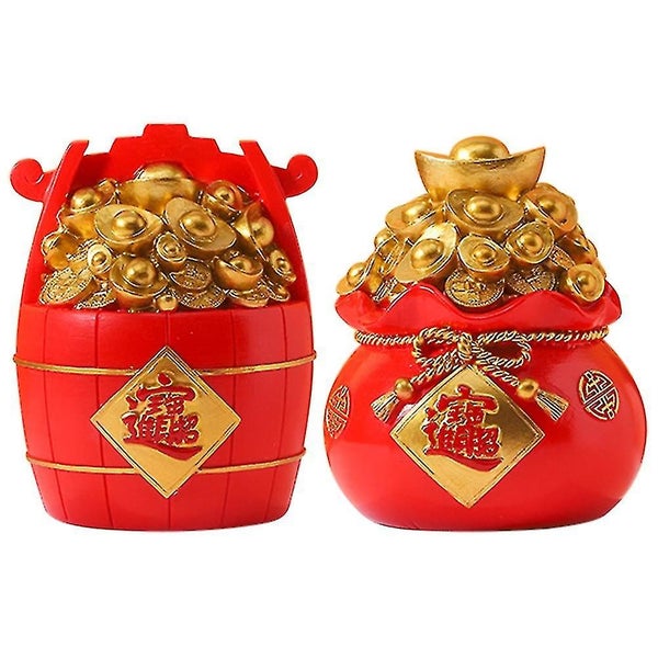 2 Pcs Boy Piggy Banks Kids Ingot Figurine Kids Coin Bank Chinese Feng Shui Bowl Carousel 1