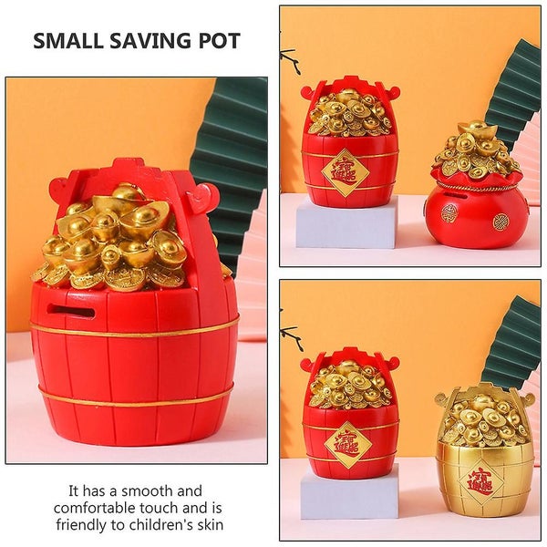 2 Pcs Boy Piggy Banks Kids Ingot Figurine Kids Coin Bank Chinese Feng Shui Bowl Carousel 2