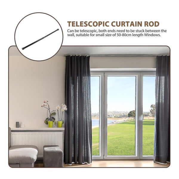Black Tension Rod Extendable Clothes Rail Wall Curtain Bracket Clothes Rail Cur Carousel 2