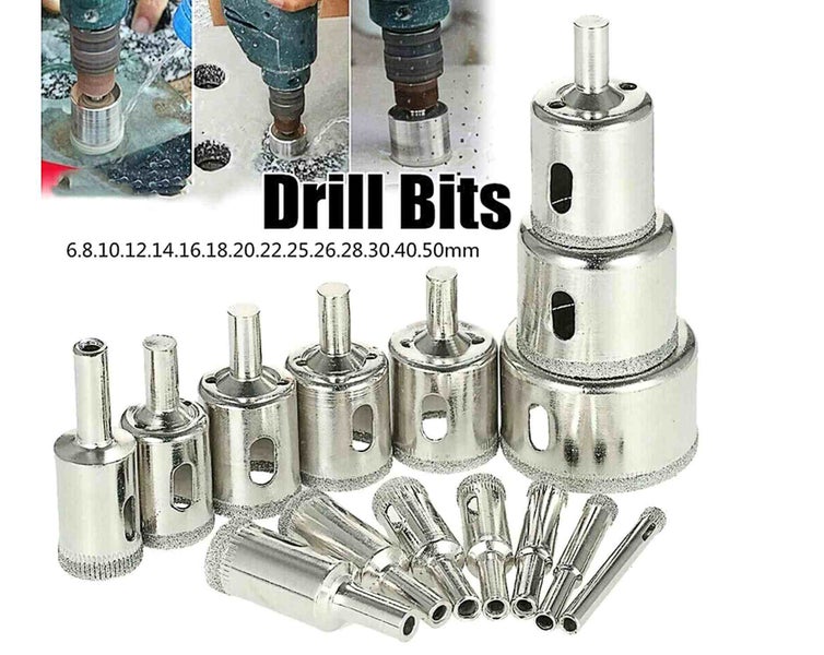 15 Pcs Top Quality Diamond Drill NEW LARGER Sizes 6-50 mm - Glass Tiles Marble Carousel 2