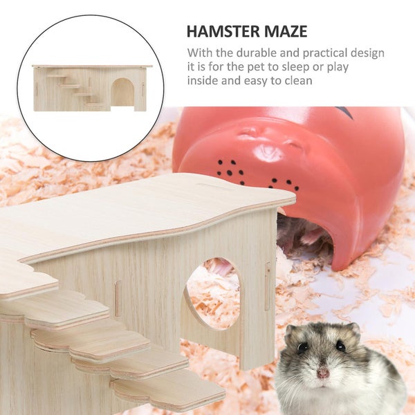 Hamster Supplies Hamster Climbing Toys Hamster Climbing House Wooden Hut Hideou Carousel 2