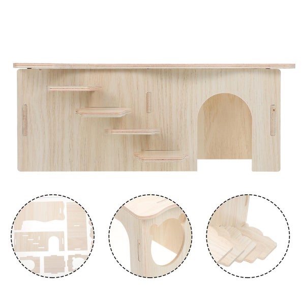 Hamster Supplies Hamster Climbing Toys Hamster Climbing House Wooden Hut Hideou Carousel 4