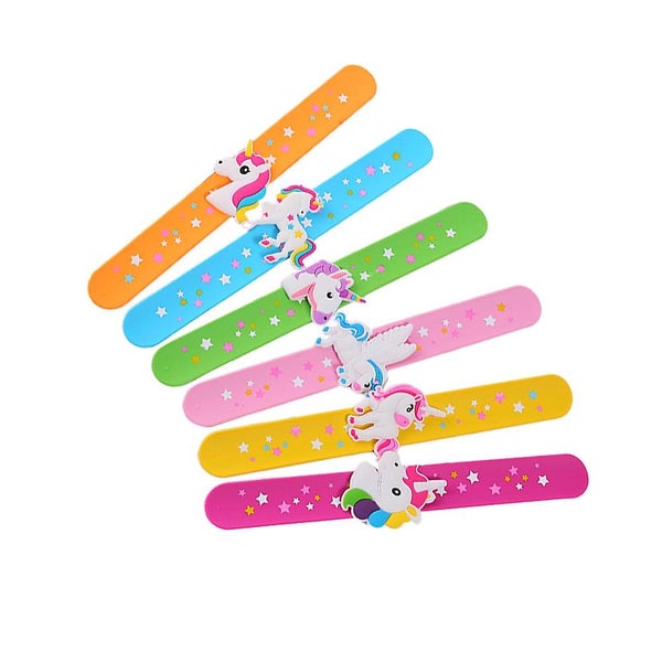6pcs Unicorn Slap Bracelets Wristbands Slap Bands Toy Party Supplies For Kids C Carousel 3