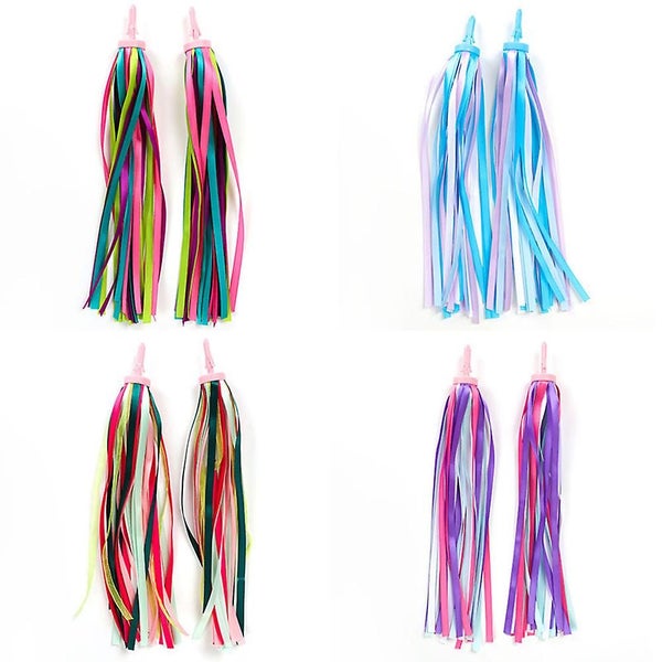 1 Pair Practical Childrens Scooter Bike Handlebar Streamers Grips Tassels Ribbo Carousel 4