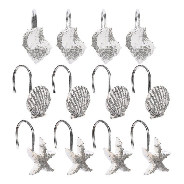 12pcs Reusable Decorative Curtain Hooks Shower Curtain Hooks For Bedroom Home Carousel 3