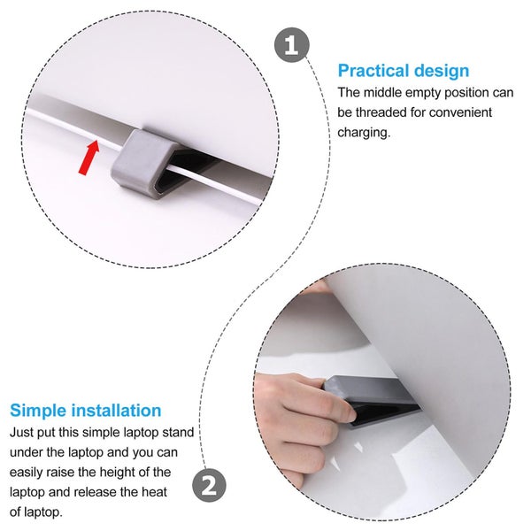 2 Pcs Flat Keyboard Adjustable Laptop Stand Notebook Wedge Riser Desktop Laptop Carousel 3