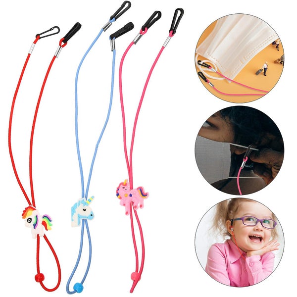 6pcs Children Mask Lanyards Lovely Cartoon Unicorn Anti lost Mask Holders Carousel 3