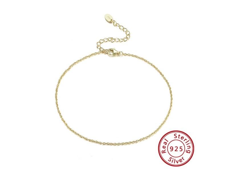 Rinntin 925 Silver 14K Gold Women's Paperclip Chain Anklet Foot Chain Jewelry Carousel 1