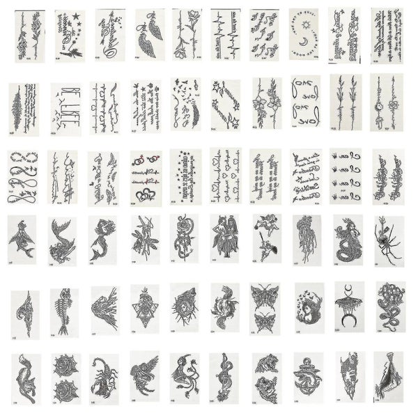 60 Sheets Temporary Tattoos Fake Body Face Arm Shoulder Tattoos Sticker Set Carousel 1