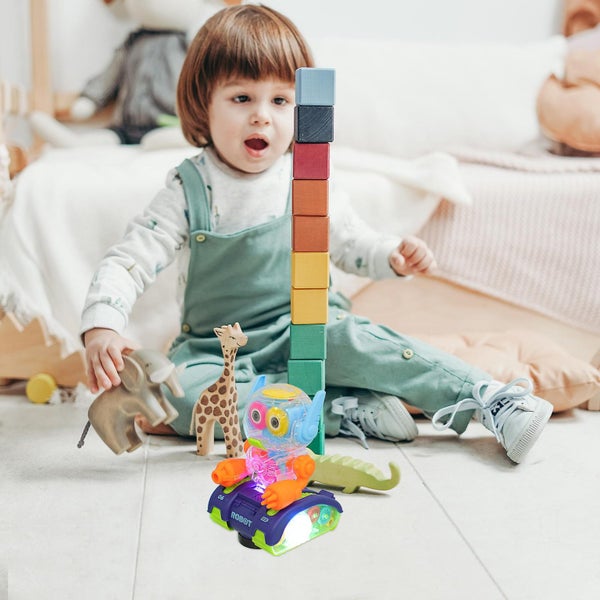 Electric Transparent Gear Robot Music Lighting Walking Toy Electric Robot Toy F Carousel 2
