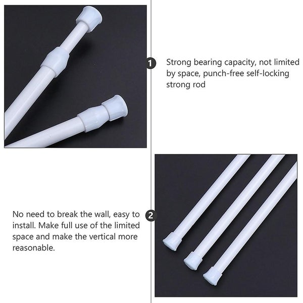 2 Pcs Retractable Curtain Rod Tension Closet Pole Tension Curtain Rod Door Curt Carousel 5
