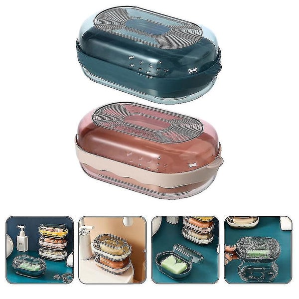 2pcs Soap Box Holder Soap Dish Soap Container Decorative Soap Holder Detachable Carousel 2