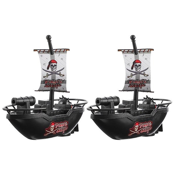 2pcs Kids Pool Toy Electric Pirate Boat Bath Toy Carousel 2
