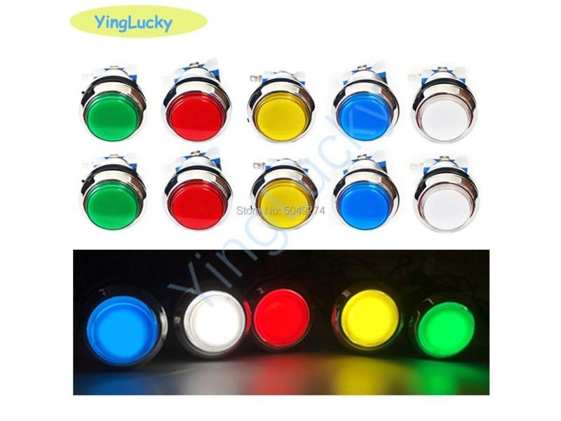 8pcs Led Arcade Button Kit Luminescent Silver 12v 33mm Button For Arcade Jamma Carousel 2