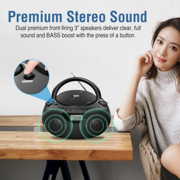 Portable Multifunctional CD Player, Bluetooth, Dual Stereo Speakers, USB, Radio Carousel 2