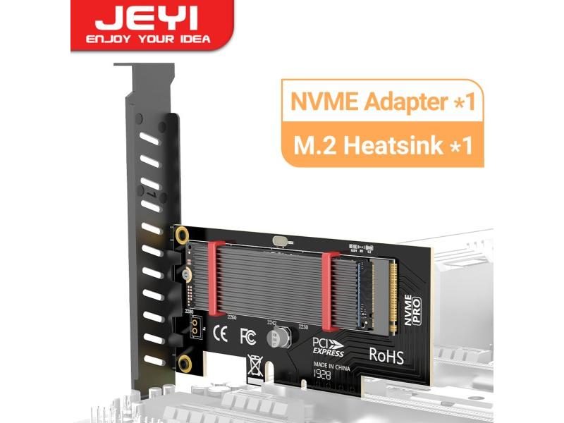 JEYI PCIe To NVMe Adapter With Aluminum SSD Heatsink Cooler 64Gbps M.2 Ssd Gen4 Carousel 1